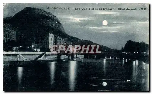 Grenoble Cartes postales Les quais et le St Eynard Effeet de nuit