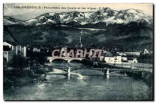 Grenoble Cartes postales Panorama des quais et les Alpes