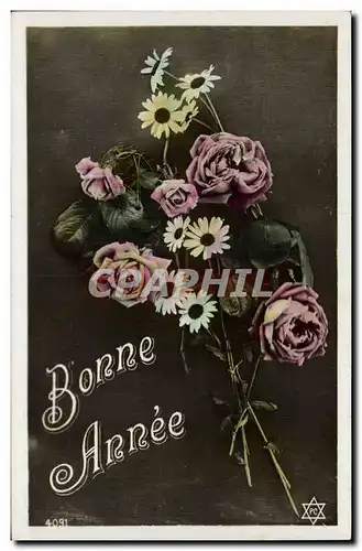 Cartes postales FAntaisie Fleurs Bonne annee