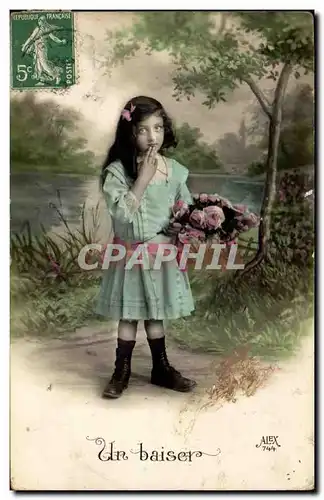 Cartes postales Fantaisie Enfant Un baiser