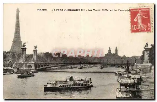 Paris Cartes postales Le pont Alexandre III La Tour Eiffel et le Trocadero