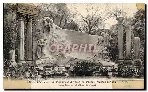 Paris Cartes postales Le monument Alfred de Musset Avenue d4Antin