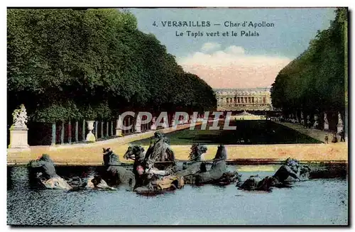 Versailles Cartes postales Le chateau Char d&#39apollon Le tapis vert et le palais