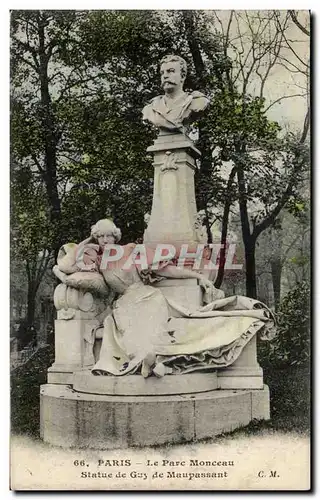 Paris Ansichtskarte AK Le parc Monceau Statue de Guy de maupassant