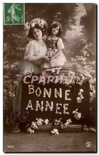 Cartes postales Fantaisie Femme et enfant Bonne annee