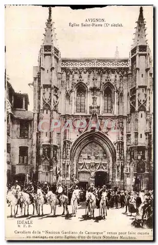 Avignon Cartes postales Palais des papes Eglise Saint Pierre (soldats cavaliers)