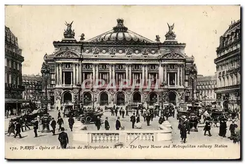 Paris Cartes postales L&#39opera et la station du Metropolitain