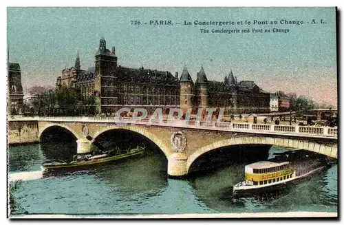 Paris Cartes postales La conciergerie et le pont au change