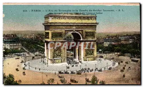 Paris Cartes postales L&#39arc de triomphe et la tombe du soldat inconnu