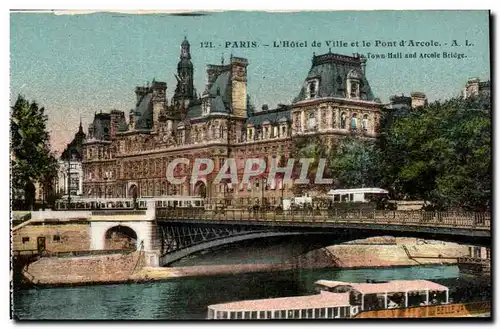 Paris Cartes postales L&#39hotel de ville et le pont d&#39arcole