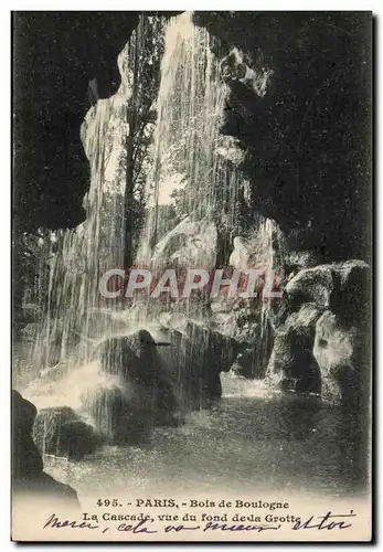 Paris Cartes postales Bois de Boulogne La cascade Vue du fond de la grotte