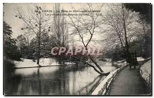 Paris Cartes postales Le bois de Boulogne en hiver La promenade autour du lac