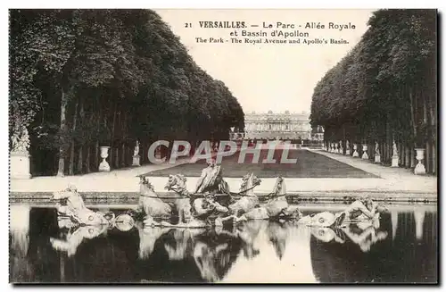 Cartes postales Versailles Le parc Allee royale et bassin d&#39Apollon