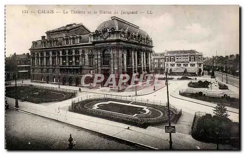 Calais Ansichtskarte AK Le theatre et la statue de Jacquard