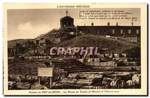 Auvergne Poetique - Ruines du temple de Mercure et la chaine Le Soleil couchant sur leas ruines anti