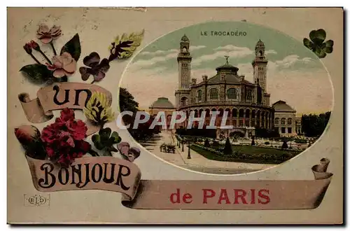 Paris - 16 - Le Palais du Trocadero - Un Bonjour de Paris - Souvenir Ansichtskarte AK