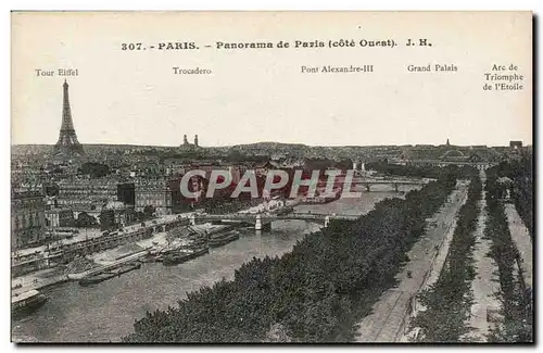 Paris - Panorama de Paris - Tour Eiffel - Eiffel Tower - Ansichtskarte AK