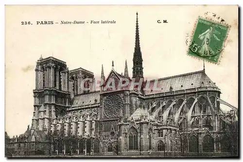 Paris - 4 - Notre Dame - face laterale - Cartes postales