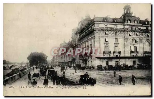 Paris - 14 - La Gare d&#39Orleans et le Quai d&#39Orsay - cheval - horse Cartes postales