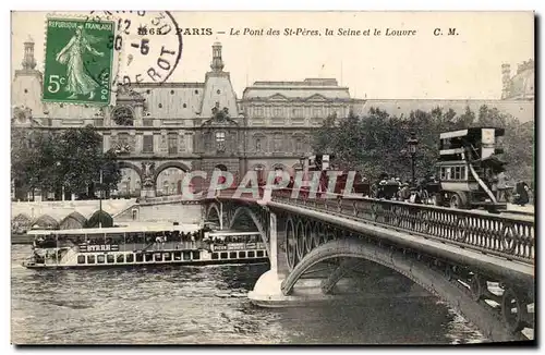 Paris - 1 Le Pont de Saints Peres - La Seine et la Louvre - Ansichtskarte AK