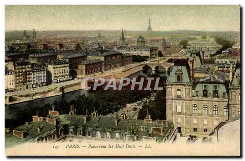 Paris - 1 - Panorama des Huits Ponts - Ansichtskarte AK