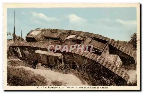 La Pompelle - Tank sur le bord de la Route de Chalons Ansichtskarte AK