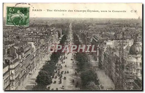 Paris - 8 - Vue Generale des Champs Elysees vers la Concorde Ansichtskarte AK