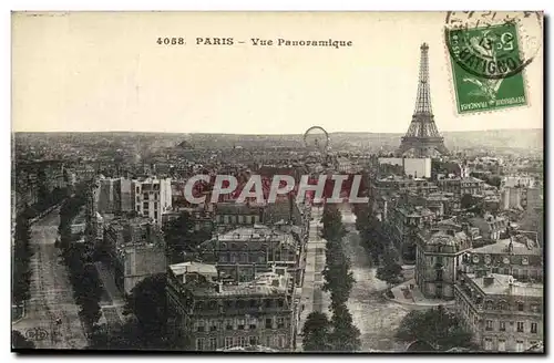 Paris - Panorama de Paris - Tour Eiffel - Eiffel Tower Ansichtskarte AK