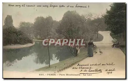 Paris - 14 - parc Montsouris - Le Lac - Femme Ansichtskarte AK -