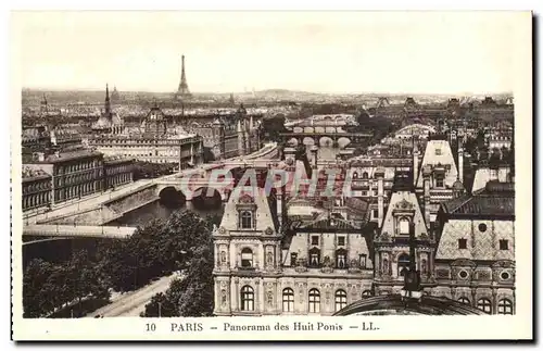 Paris - 1 - Panorama des Huits Ponts - Ansichtskarte AK