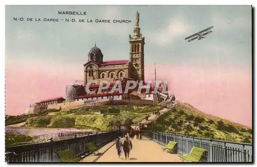 Marseille - Notre Dame de la Garde - avion - airplane - Ansichtskarte AK