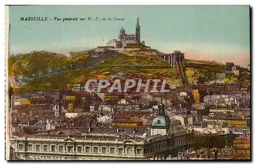 Marseille - Vue Generale sur Notre Dame de la Garde - painting - art - Cartes postales