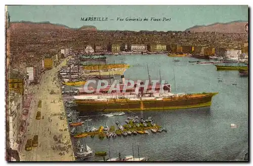 Marseille - Vue Generale du Vieux Port - Paquebot - steamer - tableau - painting - art - Ansichtskarte AK