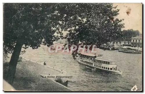 Paris - Vue sur la Seine et station d&#39Iena - bateau - boat - Cartes postales