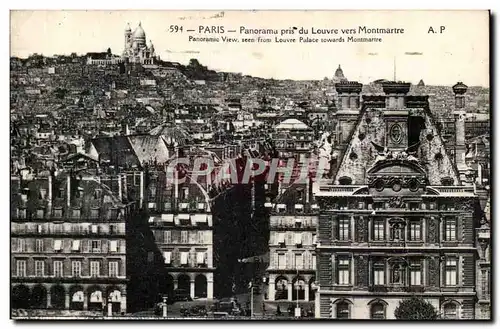 Paris - 1 - Panorama pris du Louvre vers Montmartre - Ansichtskarte AK