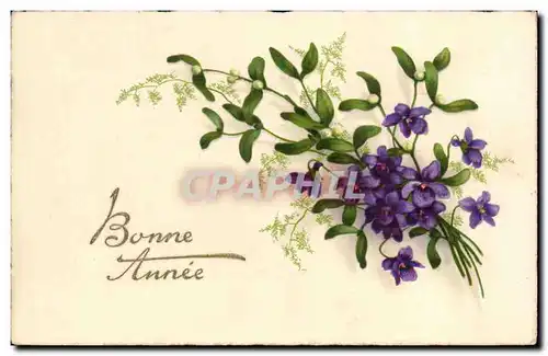 Fetes - Bonne Anne - houx - holly - Cartes postales