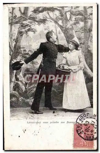Fantaisie - Couple - Militaria - Soldier singing a song - humour - Cartes postales