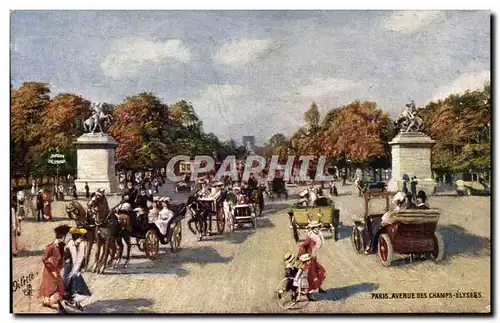 Paris - 8 - Avenue des Champs Elysees - tableau - art - painting - enfant - jouet Cartes postales