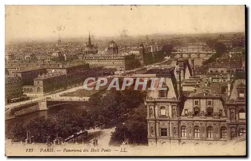 Paris - 1 - Panorama des Huits Ponts Ansichtskarte AK