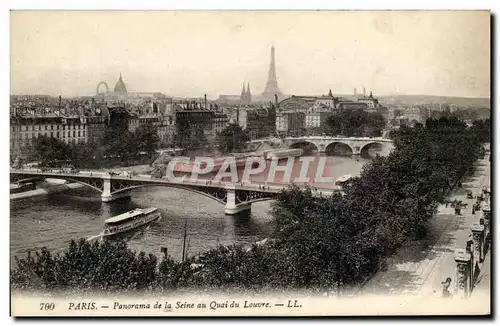 Paris - 1 - Panorama de la Seine au Quai du Louvre (Tour Eiffel) Ansichtskarte AK