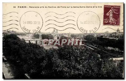 Paris - Panorama pris du Pavillon de Flor sur la Seine Notre Dame et la cite - Ansichtskarte AK