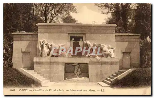 Paris Cartes postales Cimetiere du Pere Lachaise Monument aux morts