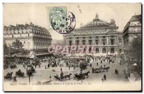 Paris Cartes postales L&#39opera le grand hotel et le cafe de la Paix