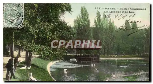 Paris Cartes postales Buttes Chaumont Le kiosque et le lac