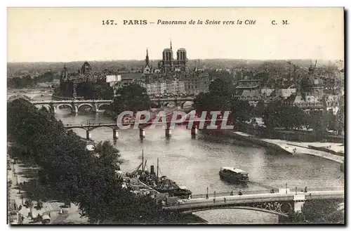 Paris Cartes postales Panorama de la Seine vers la Cite