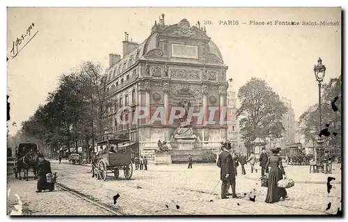 Paris Ansichtskarte AK Place et fontaine St Michel