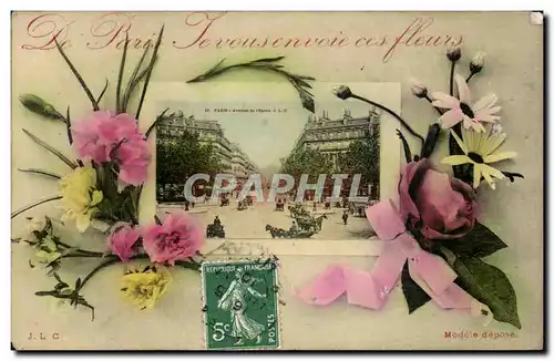 Paris Ansichtskarte AK Je vous envoie ces fleurs Fantaisie Avenue de l&#39opera