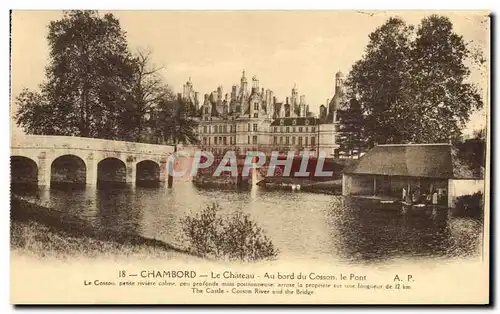 Chambord Ansichtskarte AK Le chateau Au bord du Cosson Le pont