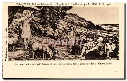 Cartes postales Ars Eglise Peinture de la chapelle de la glorification par M Borel de Lyon (moutons sheep)