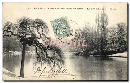 Paris Ansichtskarte AK Le bois de Boulogne en hiver Le grand lac